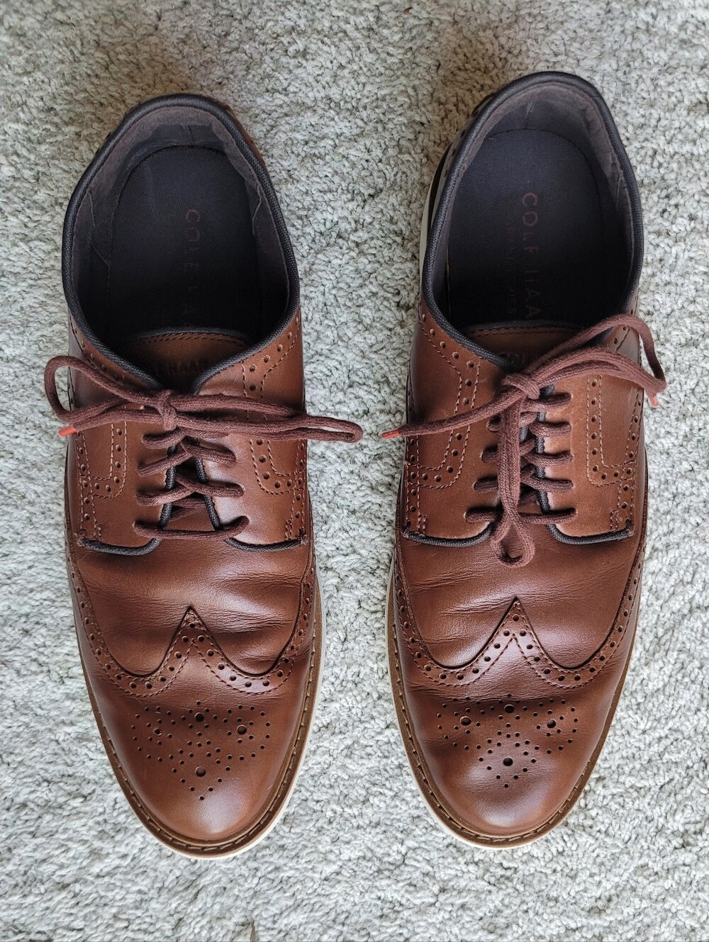Cole Haan Men's Leather Wingtip Sneakers  Cognac Size 11